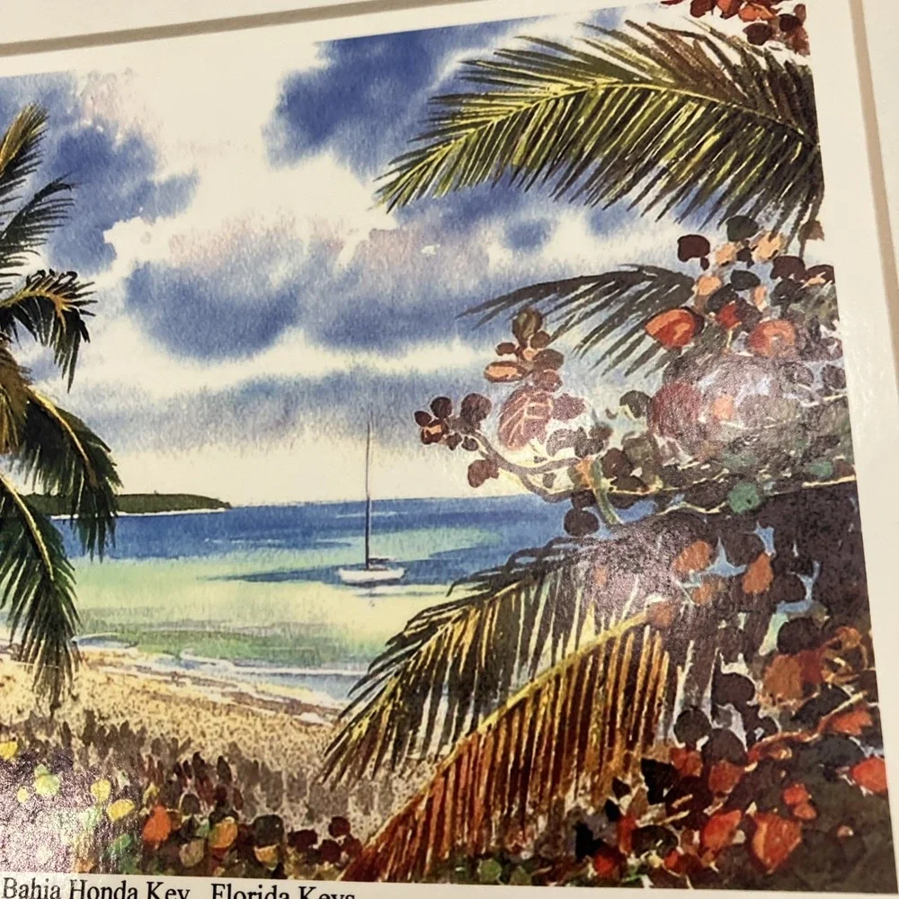 Bahia Honda Evening Glow Florida Keys Sailboat Tropical Painting George Salhofer